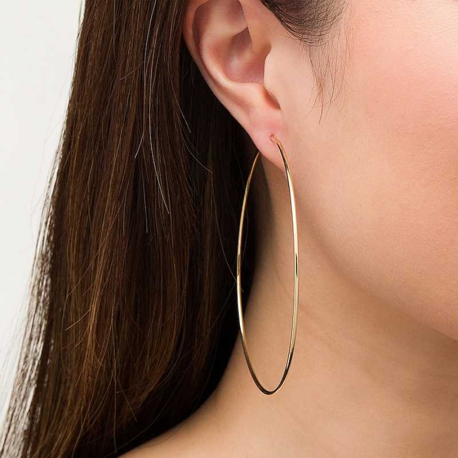 Earrings Zales | 80.0Mm Continuous Tube Hoop Earrings In 10K Gold