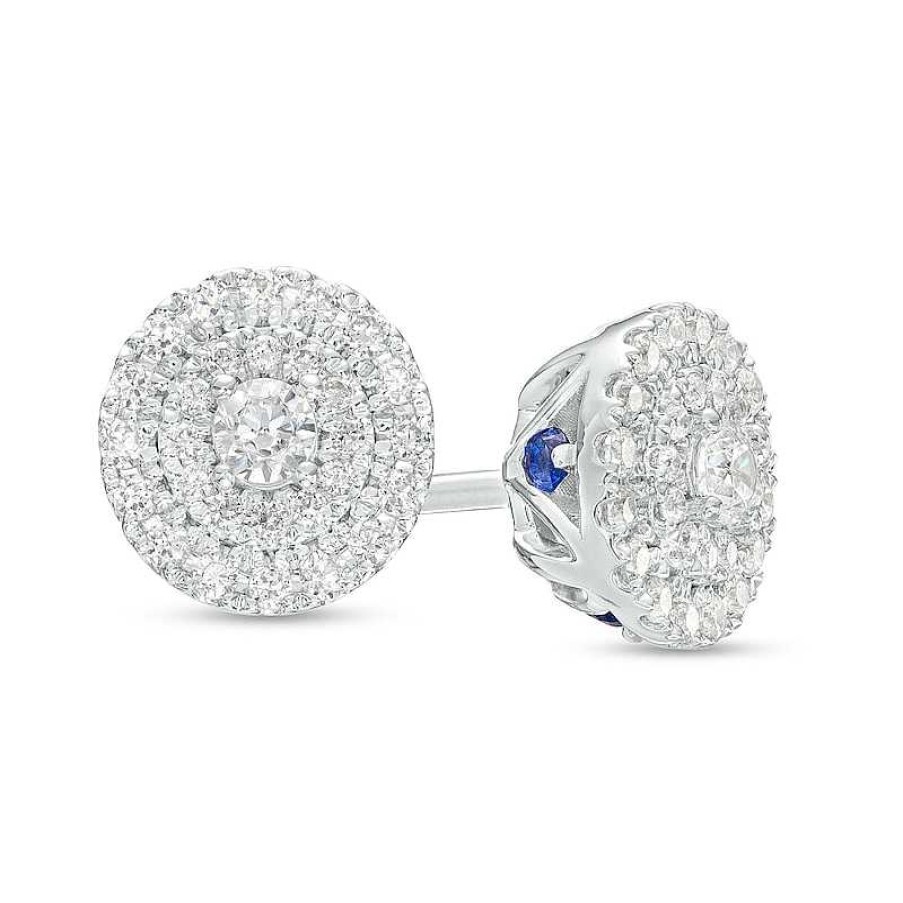 Earrings Zales | Vera Wang Love Collection 1/3 Ct. T.W. Diamond Double Frame Stud Earrings In 10K White Gold