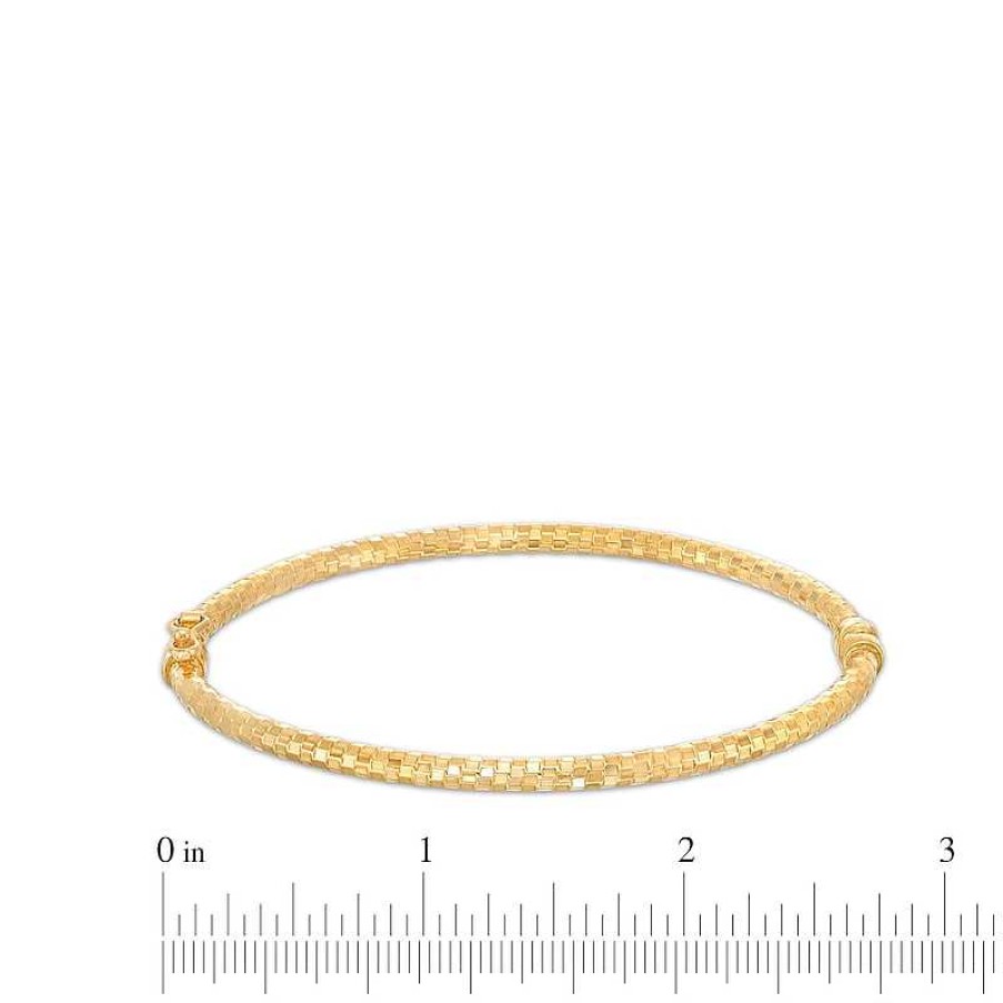 Bracelets Zales | 3.0Mm Diamond-Cut Hollow Bangle In 10K Gold – 7.25"