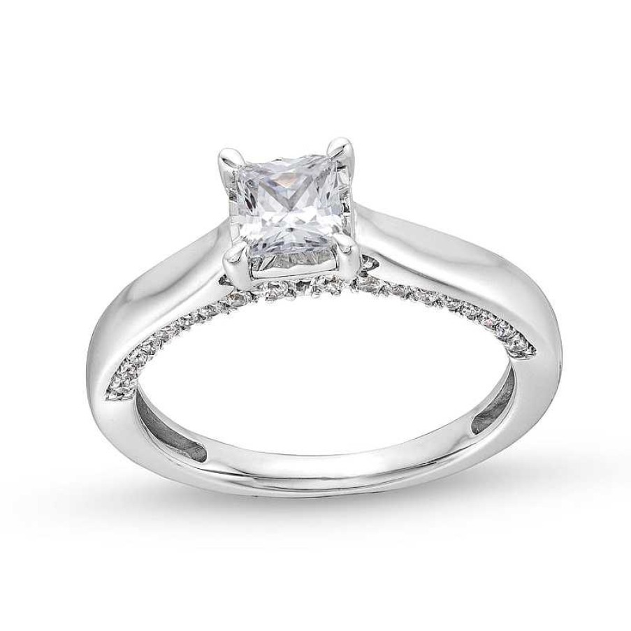 Rings Zales | 1 Ct. T.W. Princess-Cut Diamond Edge Engagement Ring In 14K White Gold (I/I2)