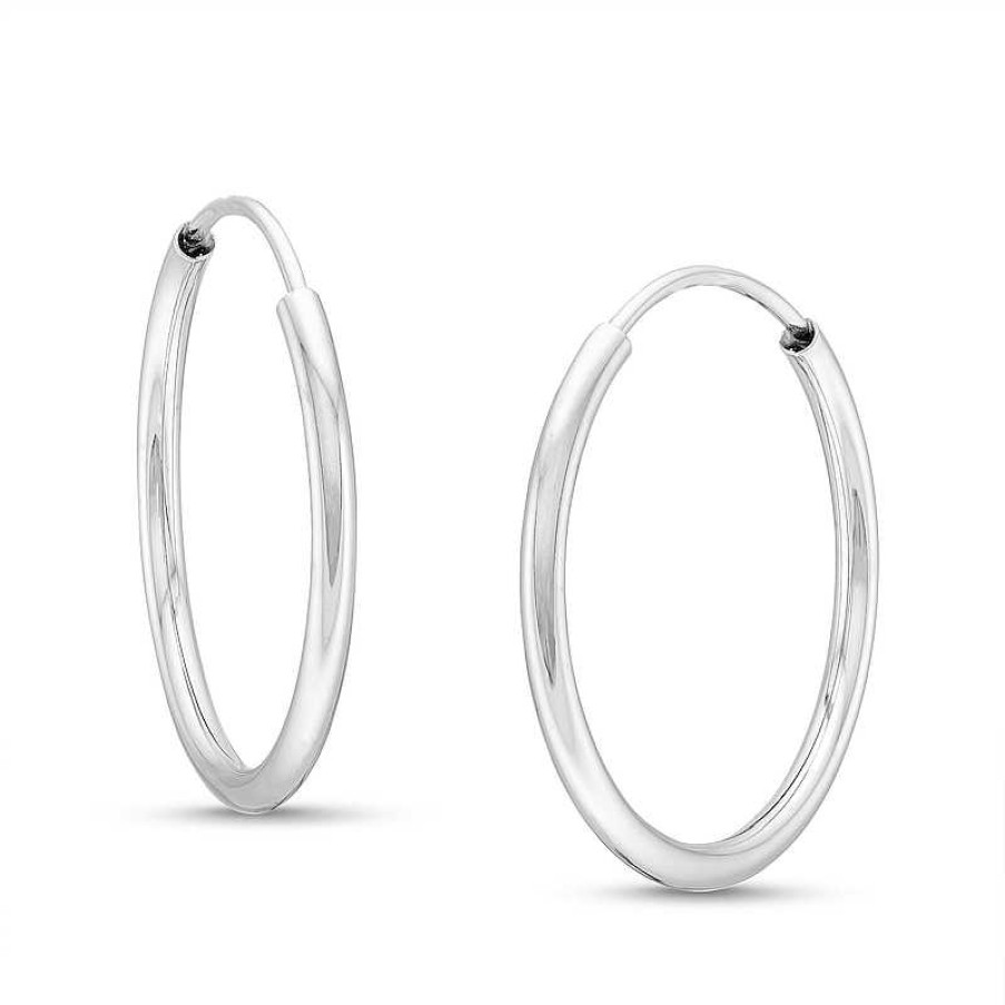 Earrings Zales | 20.0Mm Hollow Endless Hoop Earrings In 14K White Gold