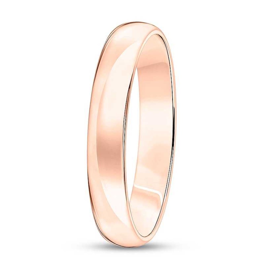 Rings Zales | 4.0Mm Engravable Low Dome Comfort-Fit Wedding Band In 10K Rose Gold (1 Line)