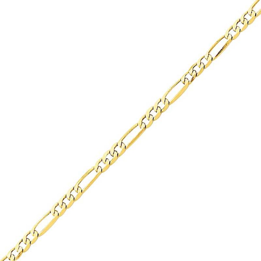 Bracelets Zales | Polished Figaro Link Anklet In 14K Gold - 10"