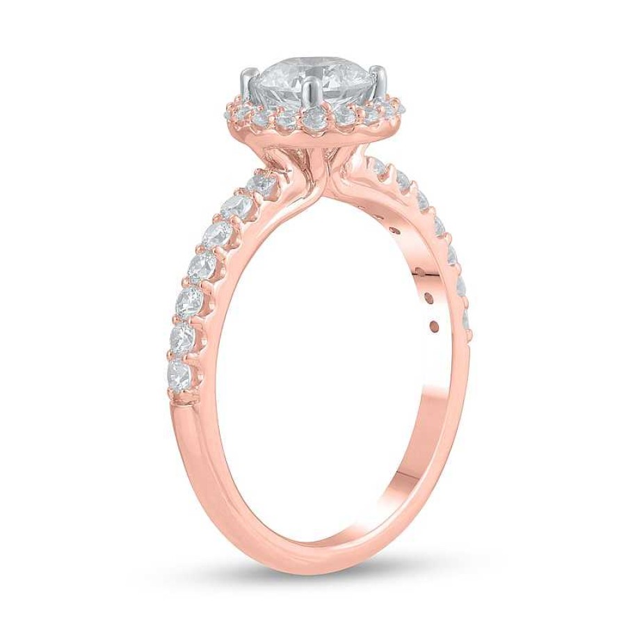 Rings Zales | Certified Lab-Created Diamond Center Stone 1-1/2 Ct. T.W. Frame Engagement Ring In 14K Rose Gold (F/Vs2)