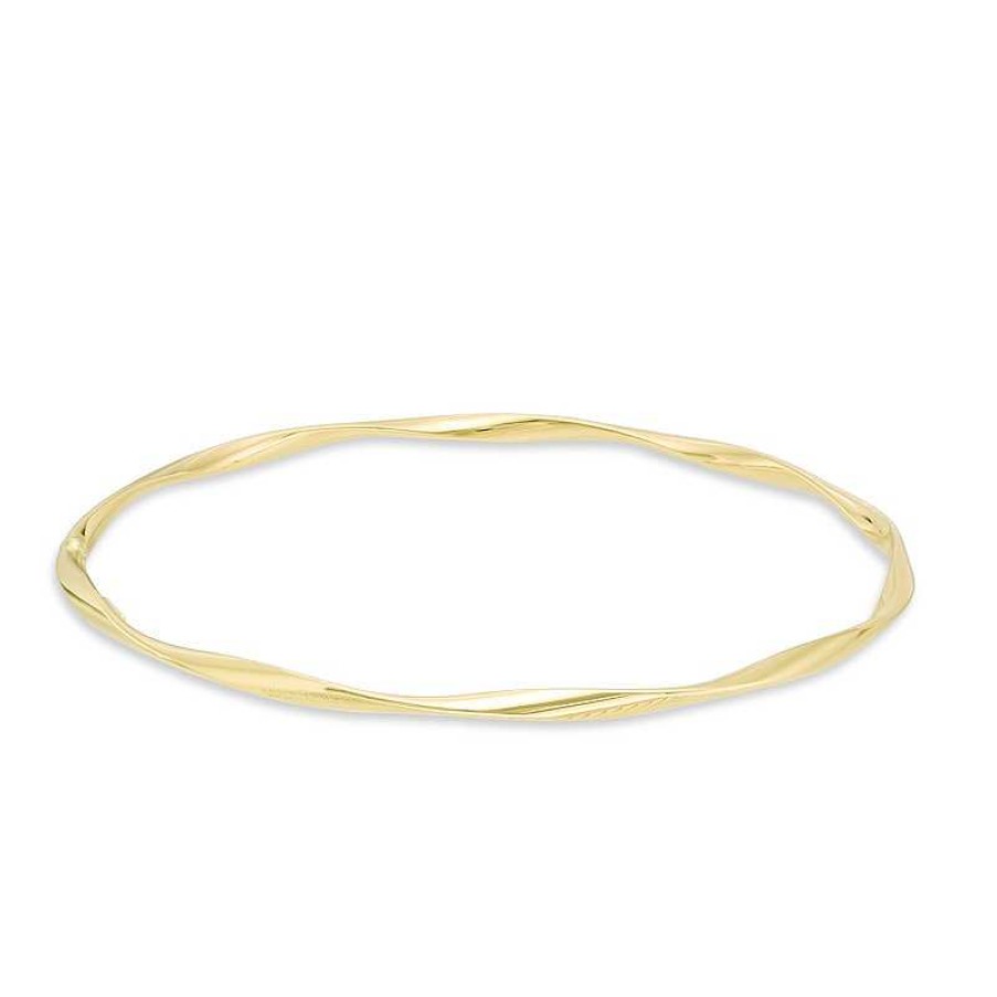 Bracelets Zales | Polished Twist Bangle In 14K Gold - 8.0"