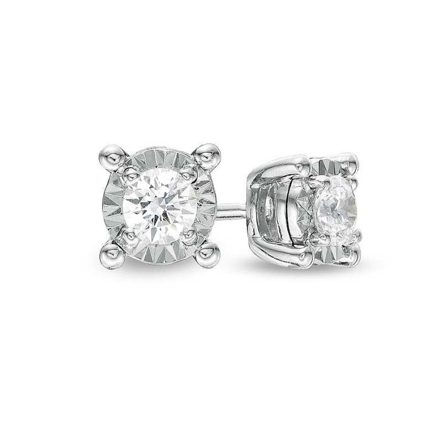 Earrings Zales | 1/3 Ct. T.W. Diamond Solitaire Stud Earrings In Sterling Silver (J/I3)