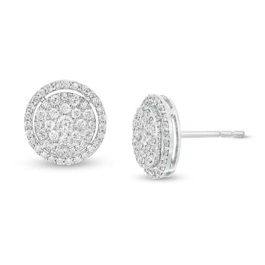 Earrings Zales | 1/2 Ct. T.W. Multi-Diamond Open Frame Tiered Stud Earrings In 10K White Gold