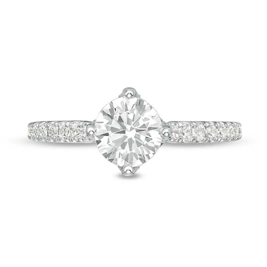 Rings Zales | Vera Wang Love Collection 1-1/3 Ct. T.W. Certified Diamond Engagement Ring In 14K White Gold (I/Si2)