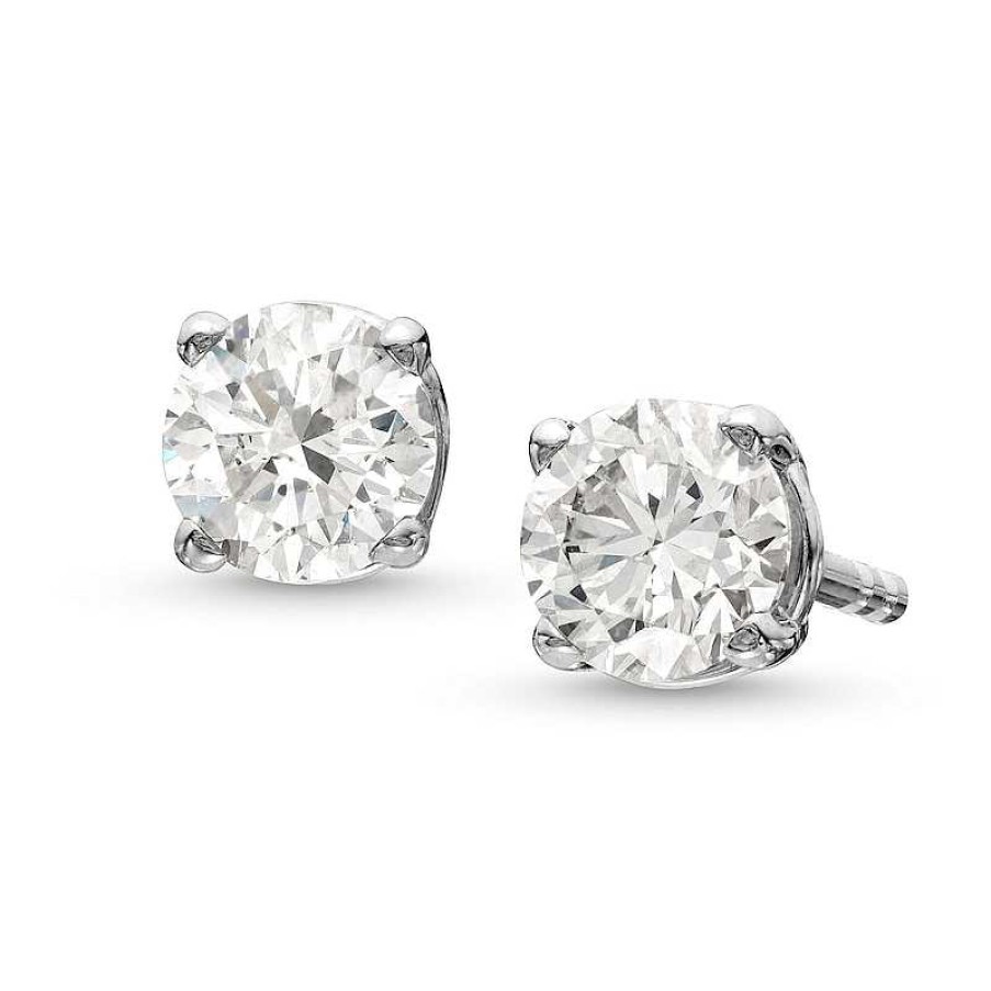 Earrings Zales | 1/3 Ct. T.W. Certified Lab-Created Diamond Solitaire Stud Earrings In 10K White Gold (I/Si2)