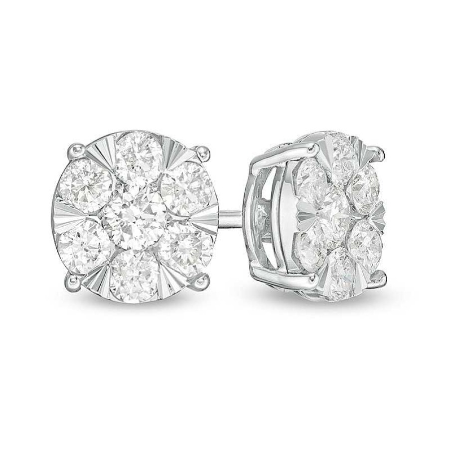 Earrings Zales | Previously Owned - 1 Ct. T.W. Composite Diamond Stud Earrings In 10K White Gold