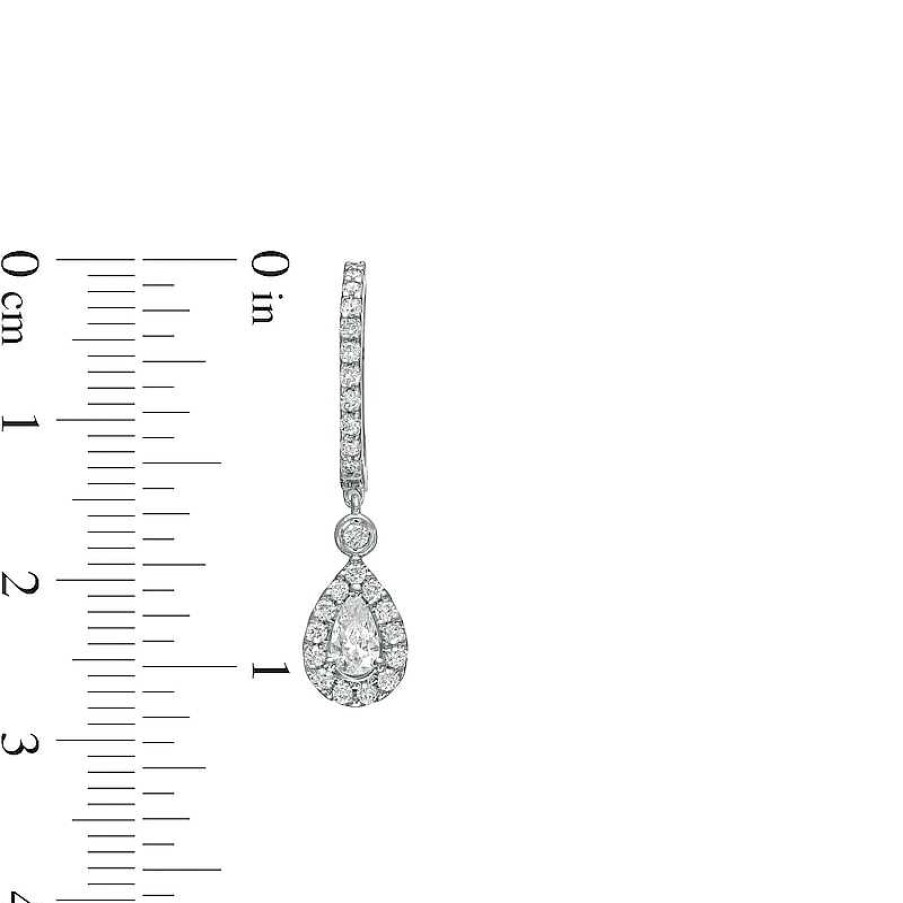 Earrings Zales | 1 Ct. T.W. Pear-Shaped Diamond Frame Drop Earrings In 10K White Gold