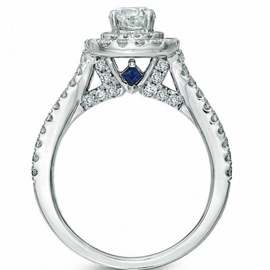 Rings Zales | Vera Wang Love Collection 1-1/2 Ct. T.W. Diamond Frame Split Shank Engagement Ring In 14K White Gold