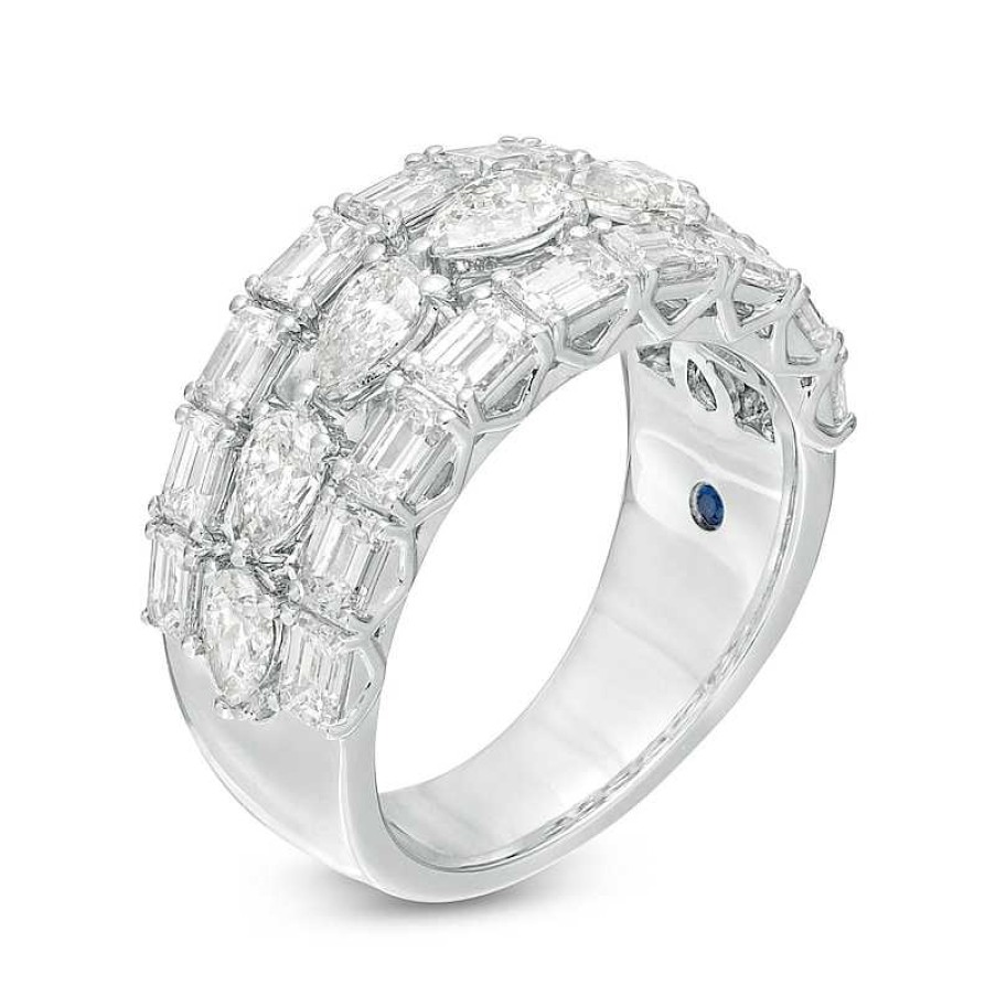 Rings Zales | Vera Wang Love Collection 2-7/8 Ct. T.W. Certified Diamond Three Row Band In 14K White Gold (I/Si2)