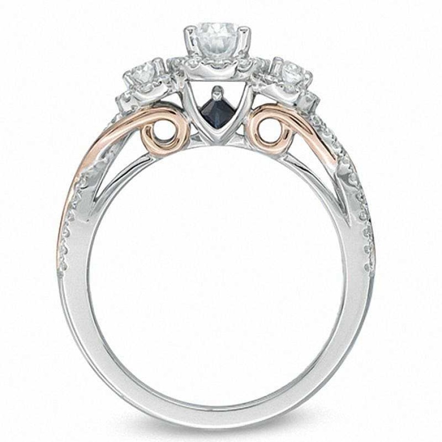 Rings Zales | Vera Wang Love Collection 1 Ct. T.W. Oval Diamond Three Stone Engagement Ring In 14K Two-Tone Gold