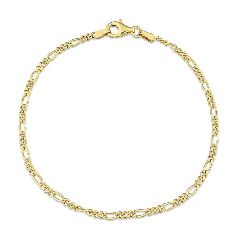 Bracelets Zales | Ladies' 2.2Mm Figaro Chain Bracelet In Sterling Silver With Gold-Tone Flash Plate - 7.5"