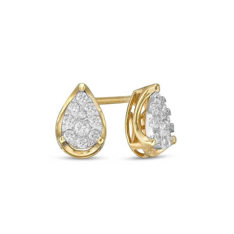 Earrings Zales | 1/4 Ct. T.W. Pear-Shaped Multi-Diamond Stud Earrings In 10K Gold