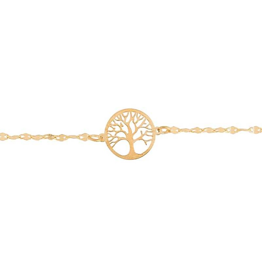 Bracelets Zales | Tree Of Life Disc Bracelet In 14K Gold