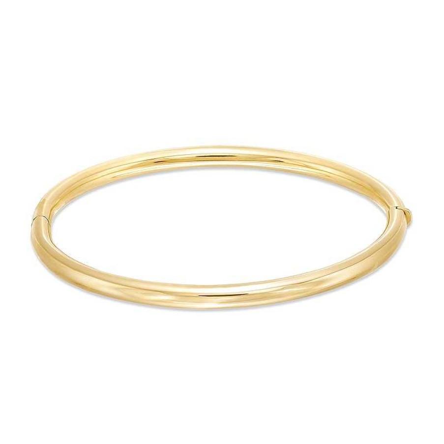 Bracelets Zales | 3.8Mm Tube Bangle In Hollow 14K Gold - 7.25"