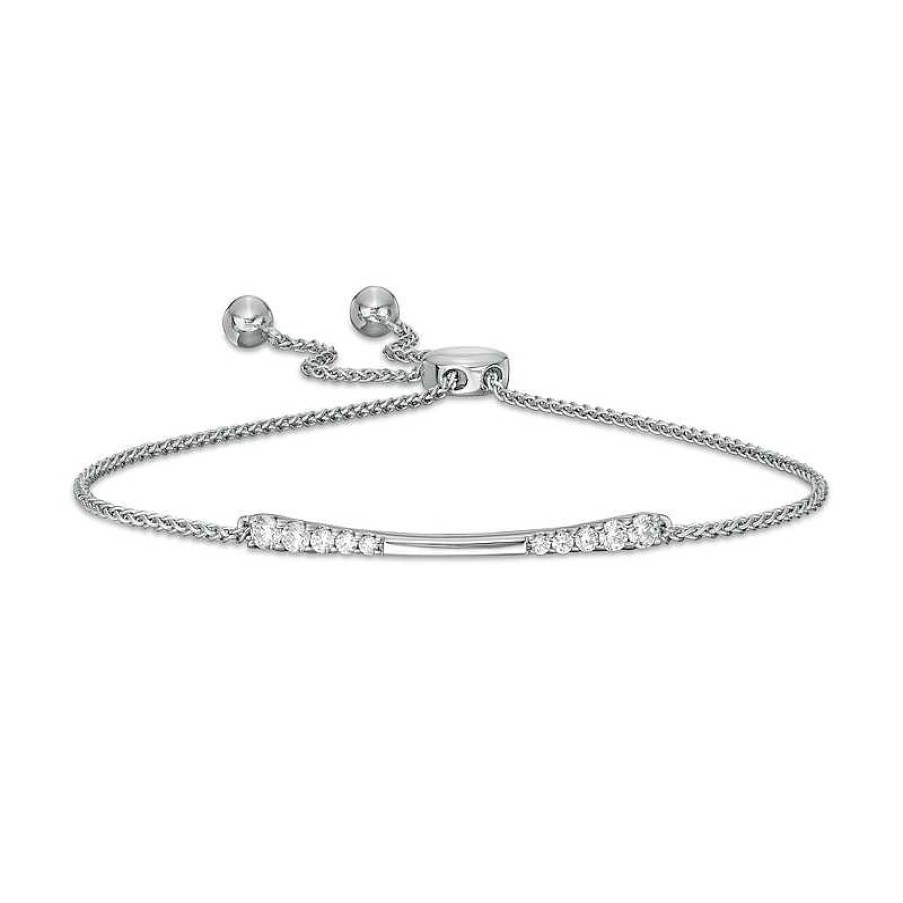 Bracelets Zales | 1/3 Ct. T.W. Journey Diamond Bolo Bracelet In 10K White Gold - 9.0"