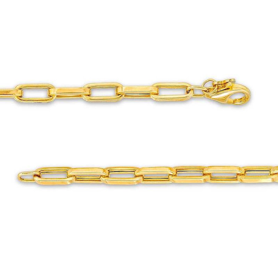 Bracelets Zales | 4.0Mm Hollow Paper Clip Link Chain Bracelet In 10K Gold - 7.5"