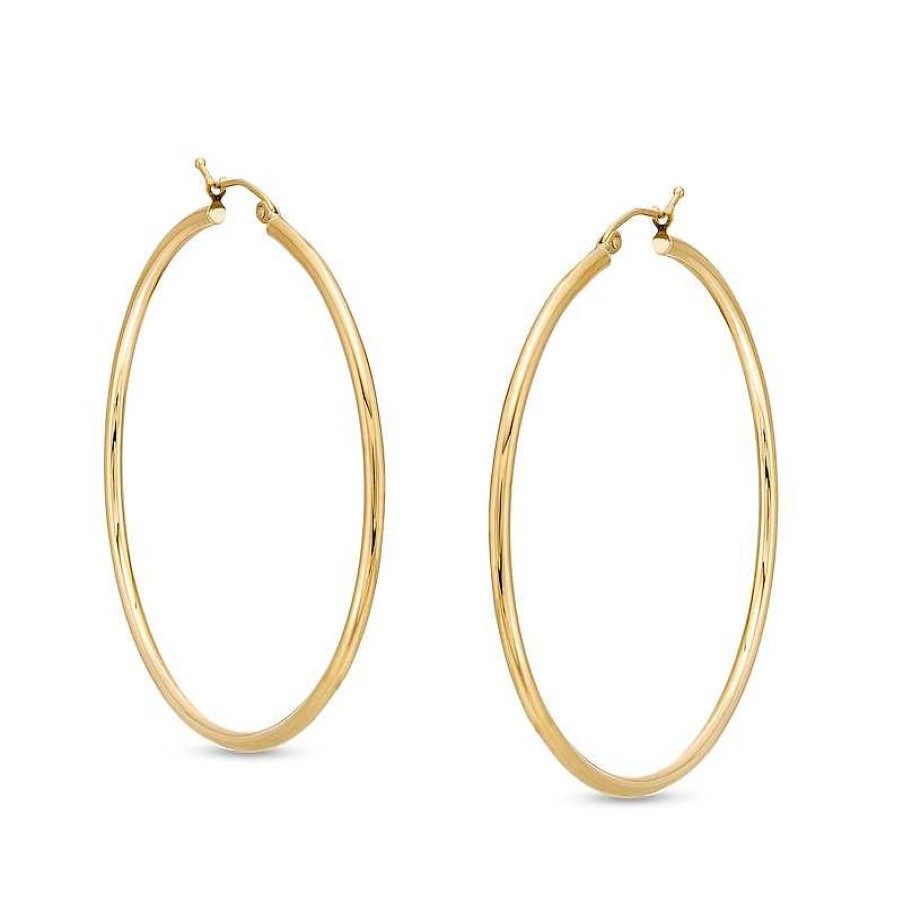 Earrings Zales | 50.0Mm Tube Hoop Earrings In 14K Gold