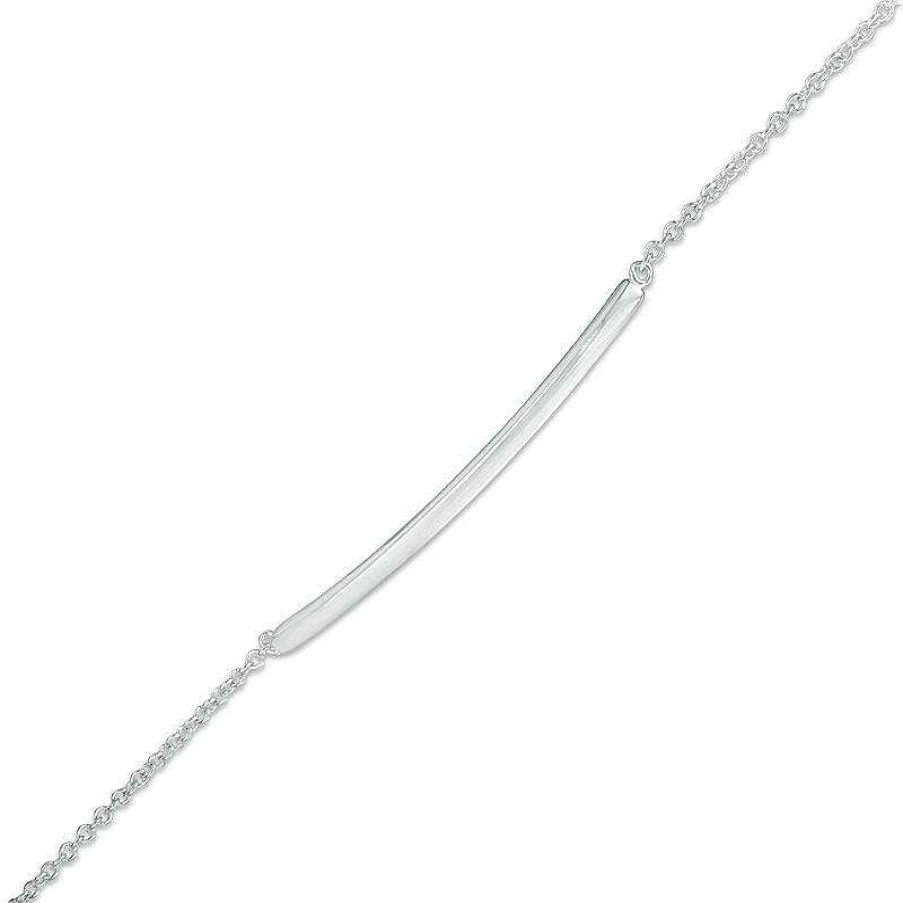 Bracelets Zales | Curved Bar Bracelet In Sterling Silver