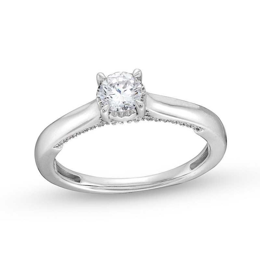 Rings Zales | 1/2 Ct. T.W. Diamond Edge Engagement Ring In 14K White Gold (I/I2)