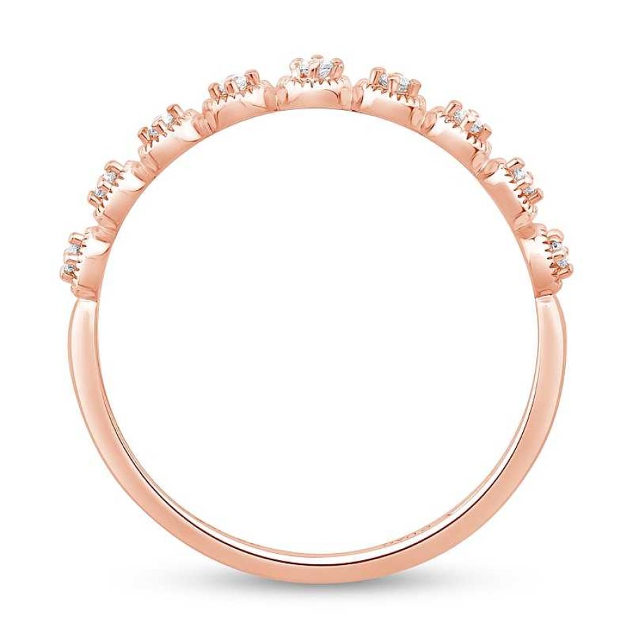 Rings Zales | 1/15 Ct. T.W. Diamond Bubbles Vintage-Style Stack Band In 10K Rose Gold