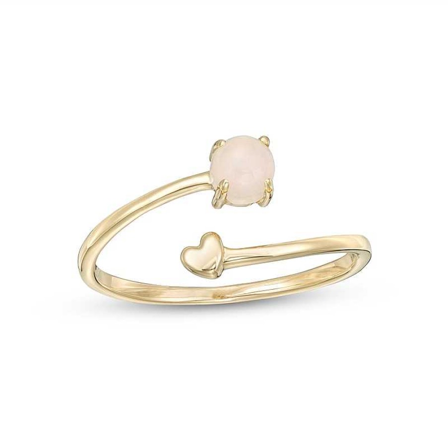 Rings Zales | 4.0Mm Opal And Polished Heart Open Wrap Ring In 10K Gold