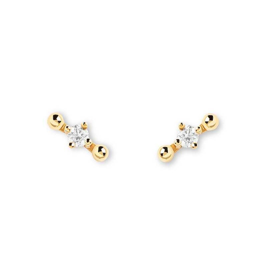 Earrings Zales | Pdpaola™ At Zales 1/20 Ct. Lab-Created Diamond Solitaire Double Ball Single Stud Earring In 18K Gold