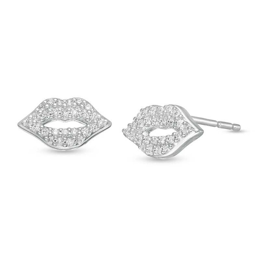 Earrings Zales | Marilyn Monroe™ Collection 1/8 Ct. T.W. Diamond Lip Stud Earrings In Sterling Silver