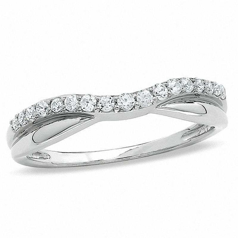 Rings Zales | 1/4 Ct. T.W. Diamond Twist Contour Band In 14K White Gold