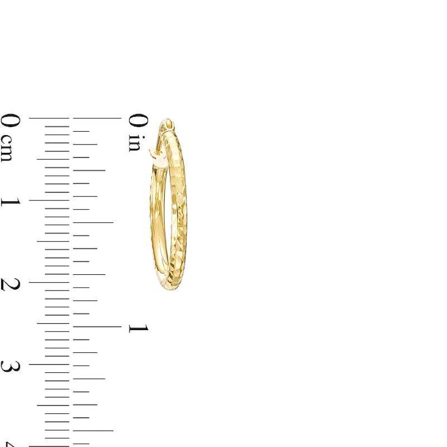 Earrings Zales | 20.0Mm Diamond-Cut Tube Hoop Earrings In 14K Gold