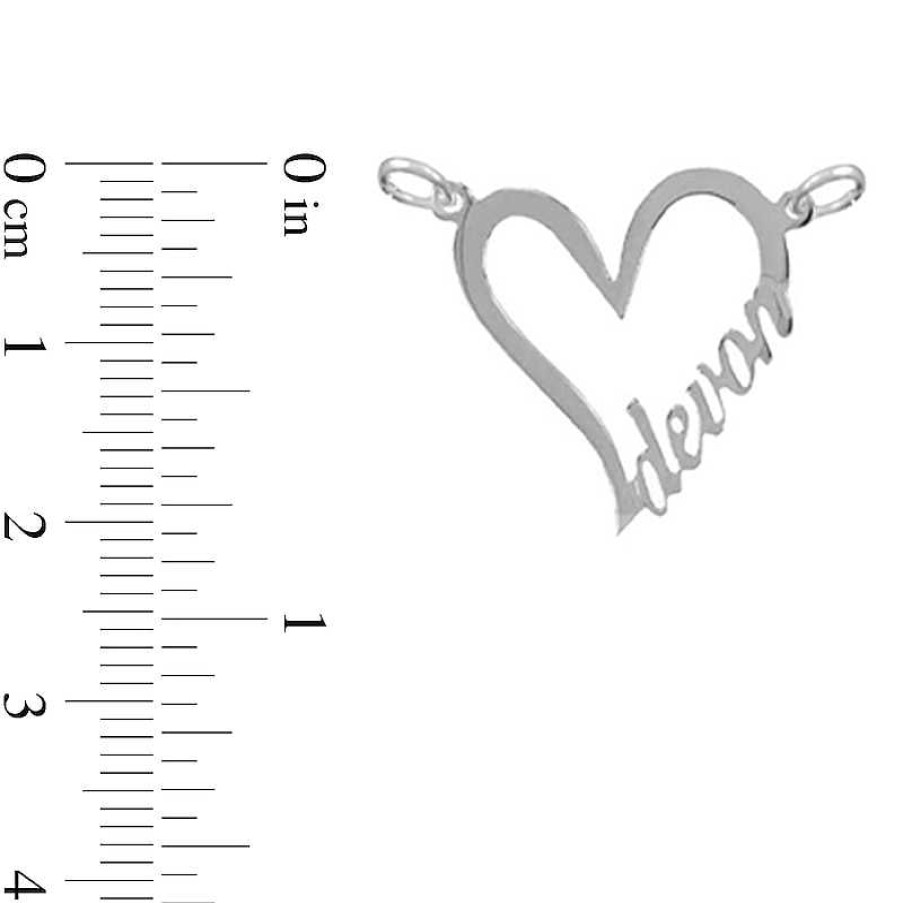 Bracelets Zales | Script Name Heart Outline Anklet In Sterling Silver (1 Line) - 10"