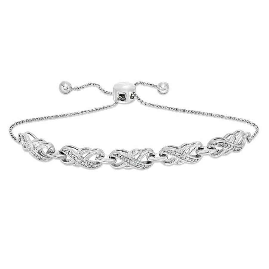 Bracelets Zales | Diamond Accent Double Infinity Bolo Bracelet In Sterling Silver - 9.5"