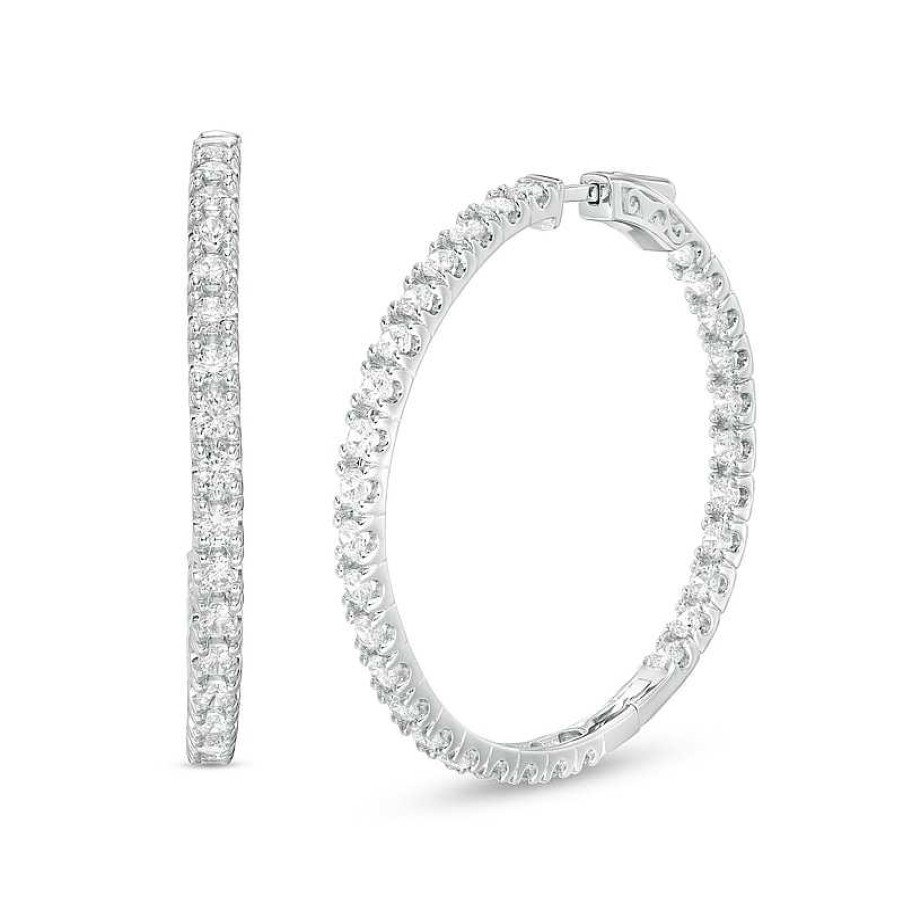 Earrings Zales | 5 Ct. T.W. Diamond Inside-Out Hoop Earrings In 10K White Gold