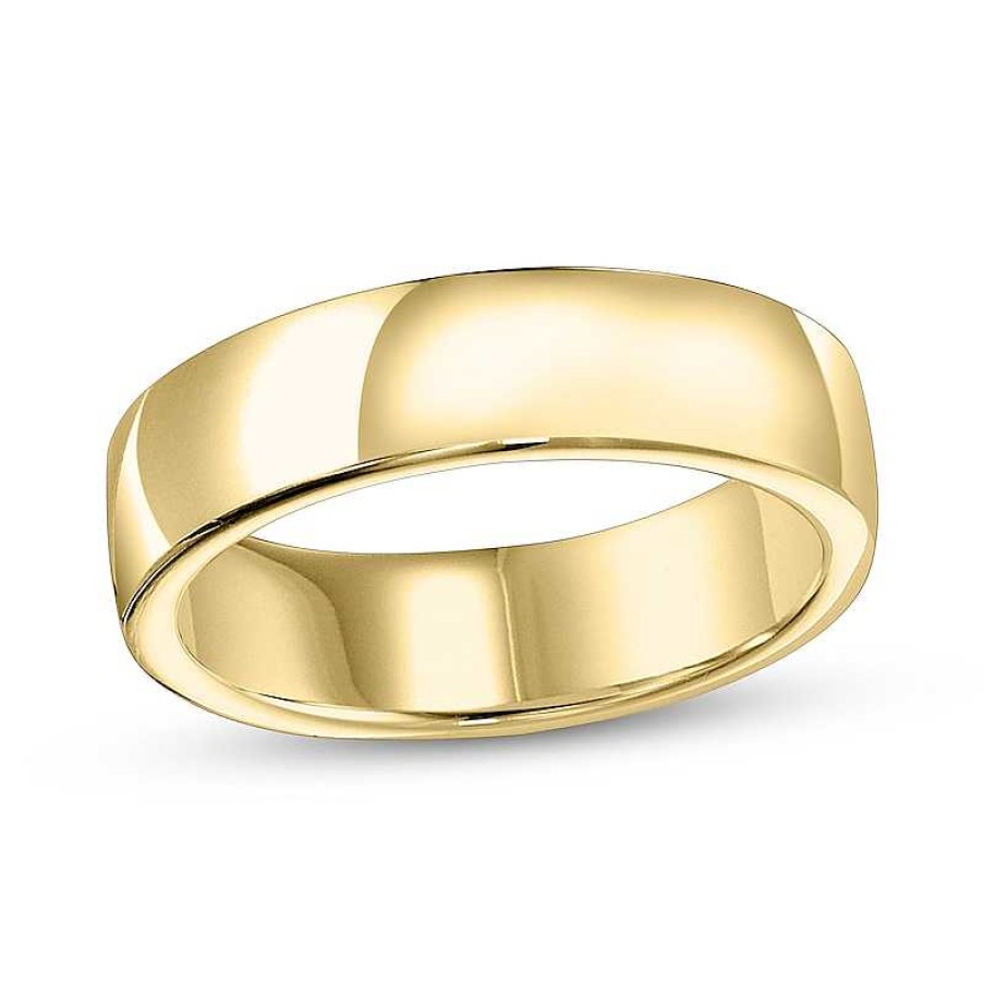 Rings Zales | 6.5Mm Engravable Euro Wedding Band In 14K Gold (1 Line)