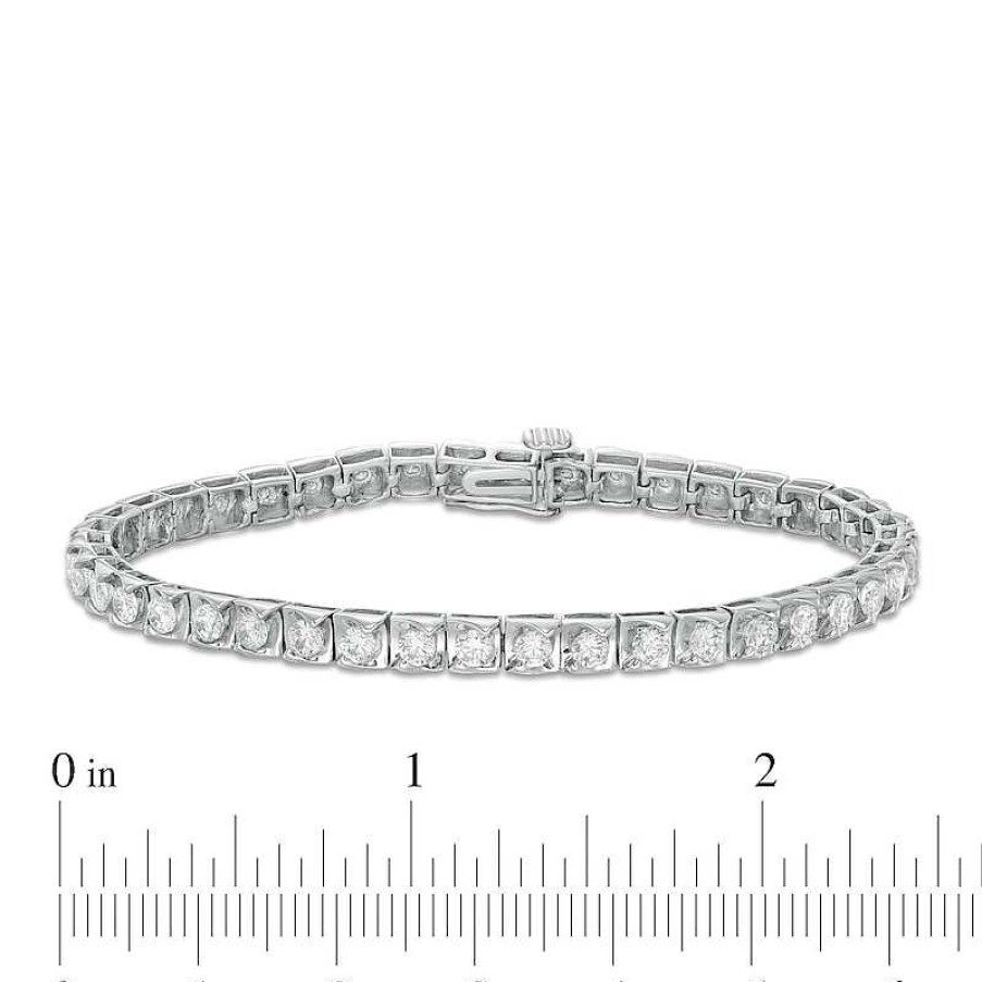 Bracelets Zales | 3 Ct. T.W. Diamond Square-Shaped Swirl Frame Tennis Bracelet In 10K White Gold