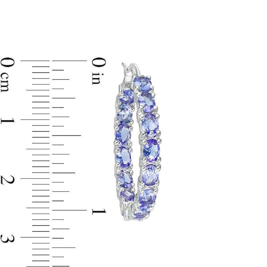 Earrings Zales | Oval Tanzanite Inside-Out Hoop Earrings In Sterling Silver