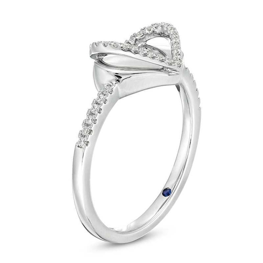 Rings Zales | The Kindred Heart From Vera Wang Love Collection 1/6 Ct. T.W. Diamond Layered Heart Ring In Sterling Silver