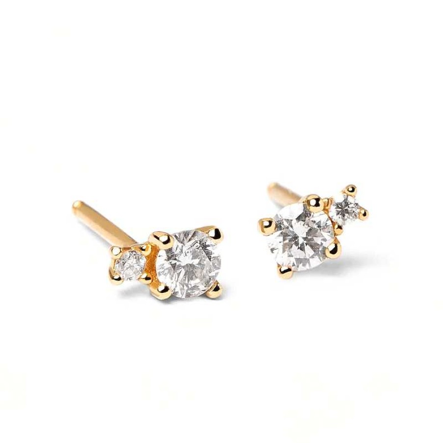 Earrings Zales | Pdpaola™ At Zales 1/5 Ct. T.W. Lab-Created Diamond Duo Stud Earrings In 18K Gold