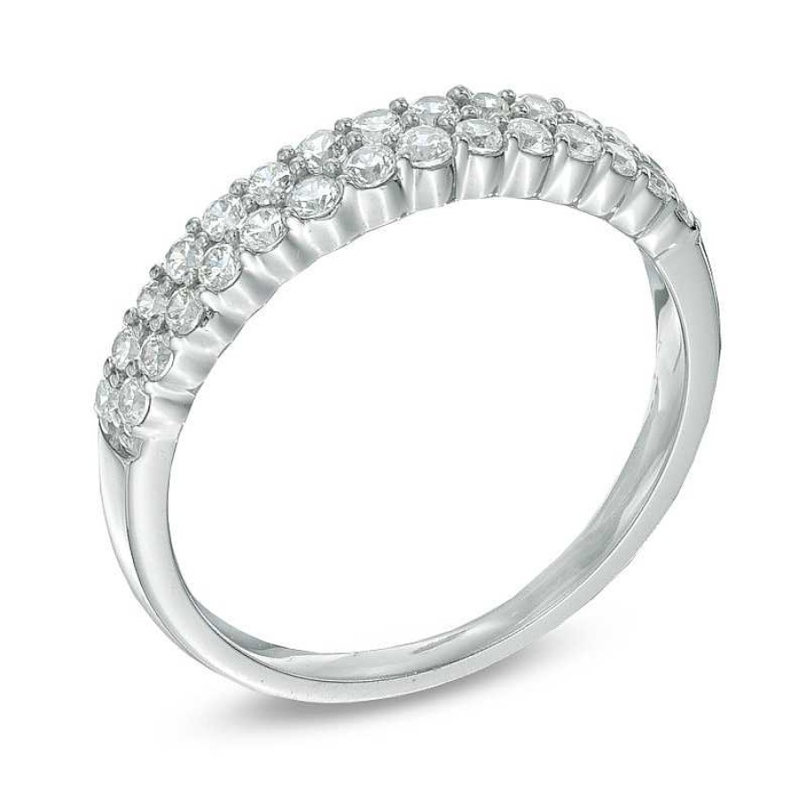 Rings Zales | 1/2 Ct. T.W. Diamond Two Row Band In 14K White Gold