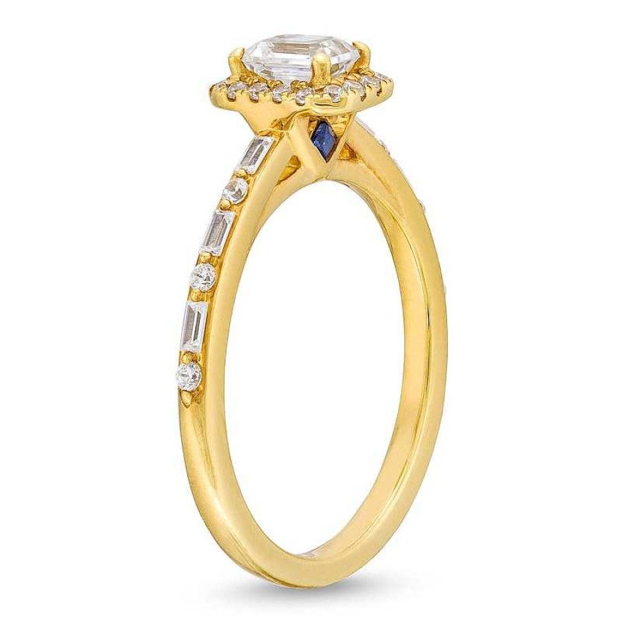 Rings Zales | Vera Wang Love Collection 3/4 Ct. T.W. Emerald-Cut Diamond Frame Art Deco Engagement Ring In 14K Gold (I/Si2)