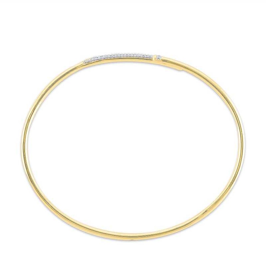 Bracelets Zales | 1/4 Ct. T.W. Diamond Bypass Wrap Bangle In 10K Gold