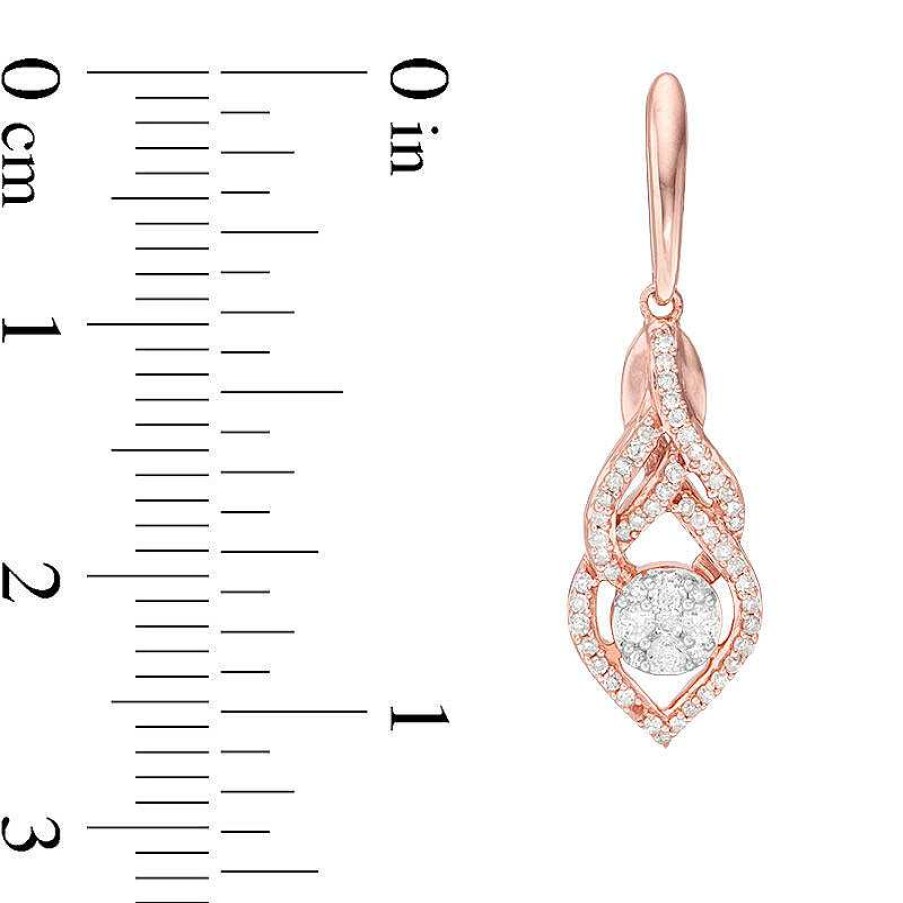 Earrings Zales | 1/3 Ct. T.W. Diamond Interlocking Teardrop Earrings In 10K Rose Gold