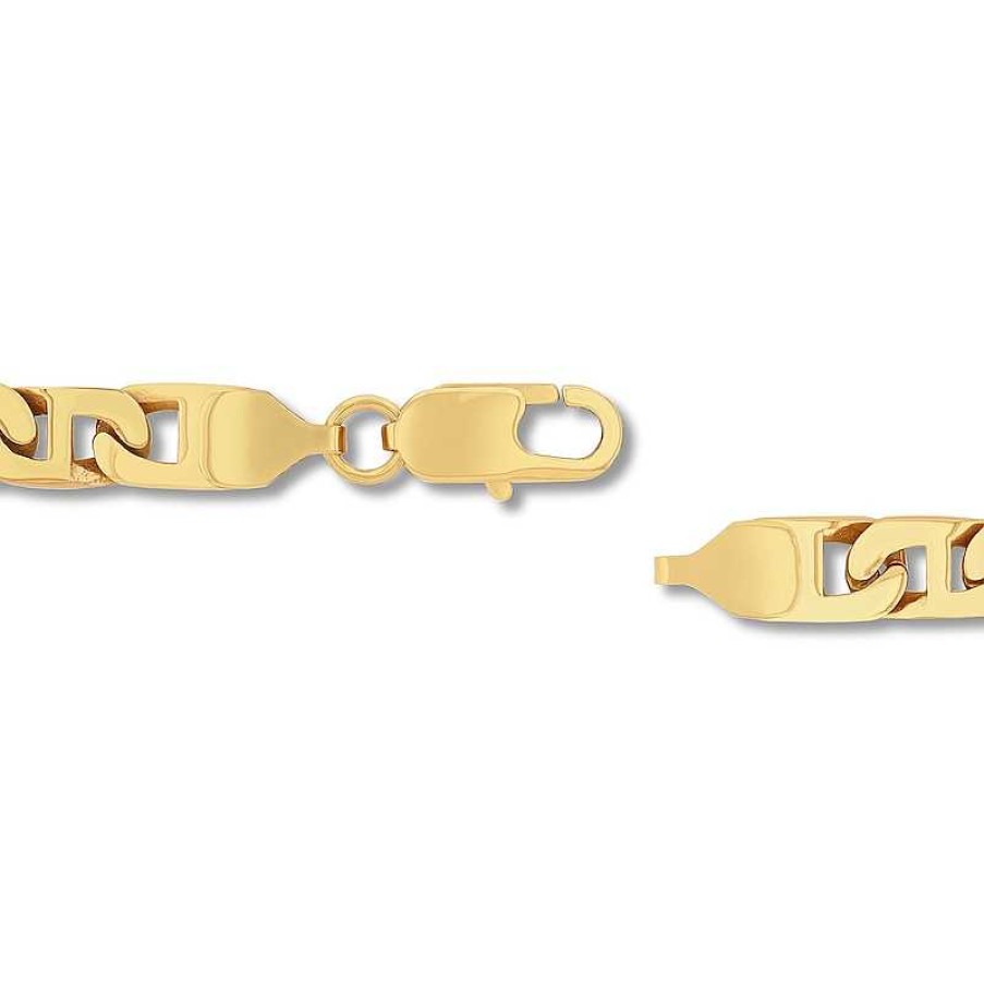 Bracelets Zales | Men'S 6.5Mm Flat Mariner Chain Bracelet In Stainless Steel With Yellow Ion Plate - 8.5"