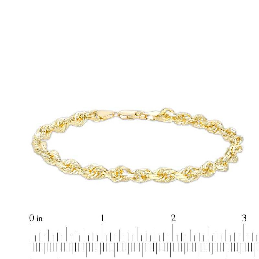 Bracelets Zales | 5.5Mm Solid Glitter Rope Chain Bracelet In 14K Gold - 8.5"