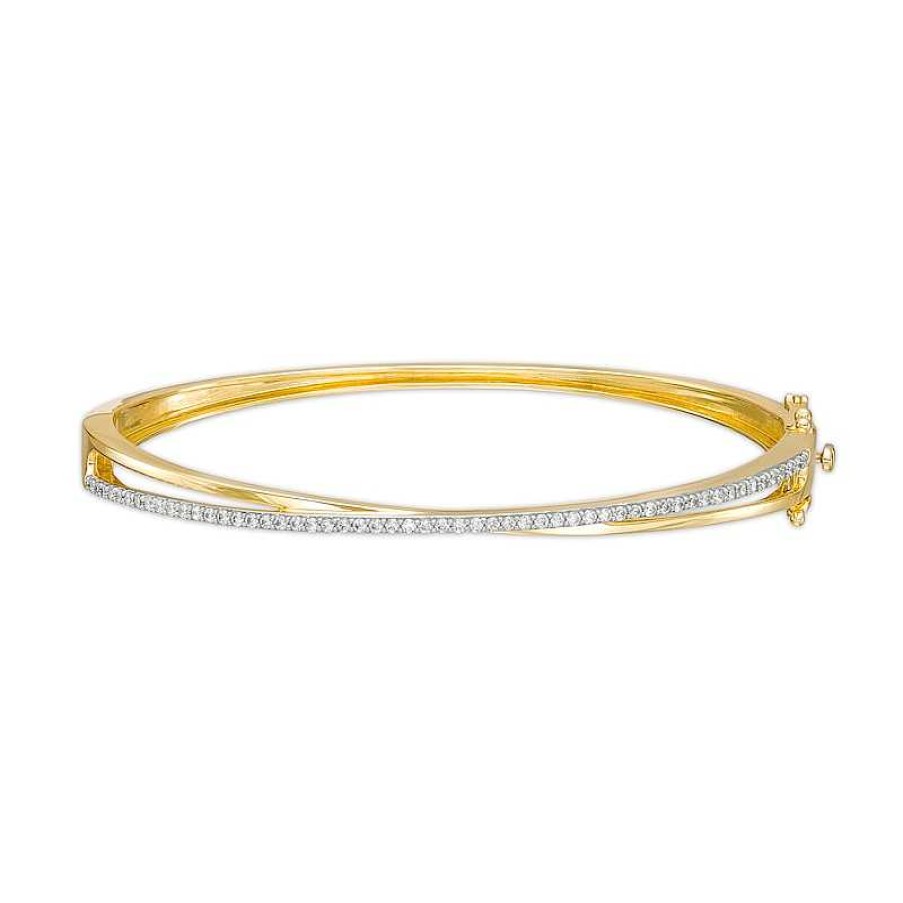 Bracelets Zales | 1/2 Ct. T.W. Diamond Crossover Bangle In 10K Gold