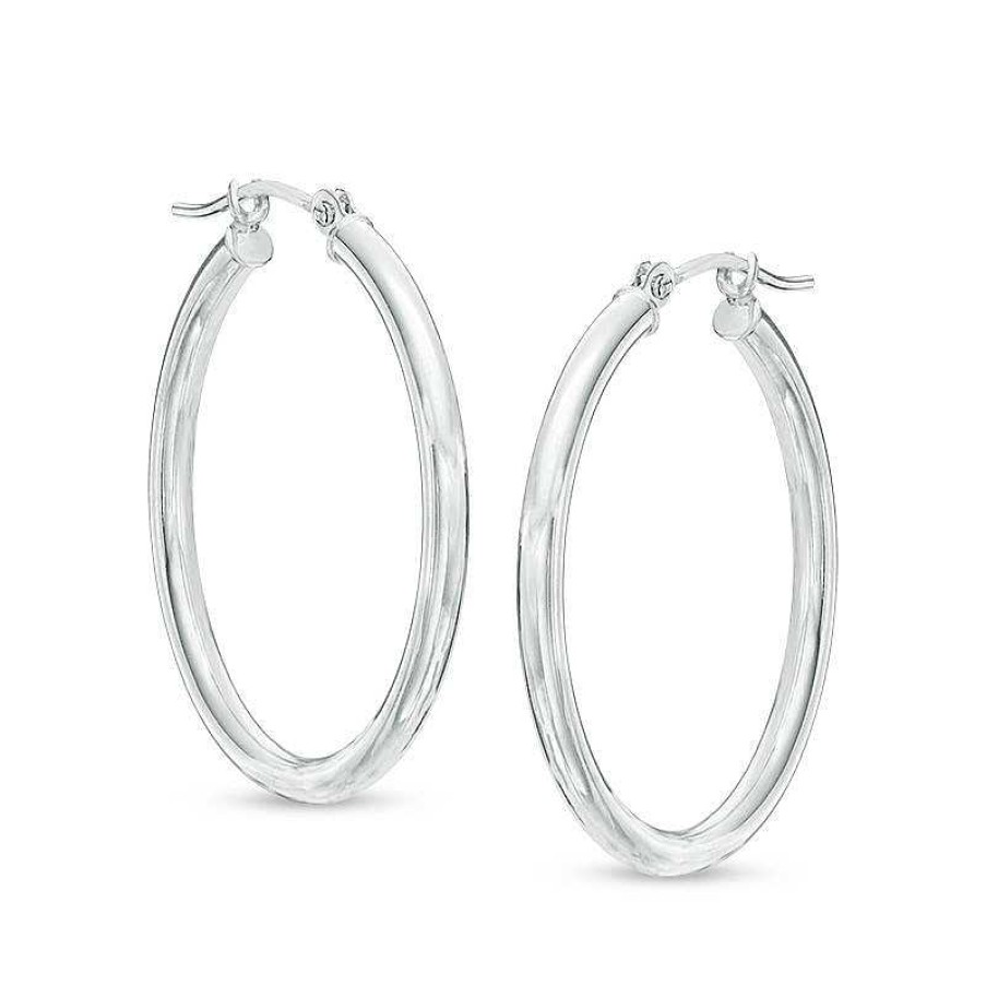 Earrings Zales | 2.0 X 25Mm Hoop Earrings In 14K White Gold