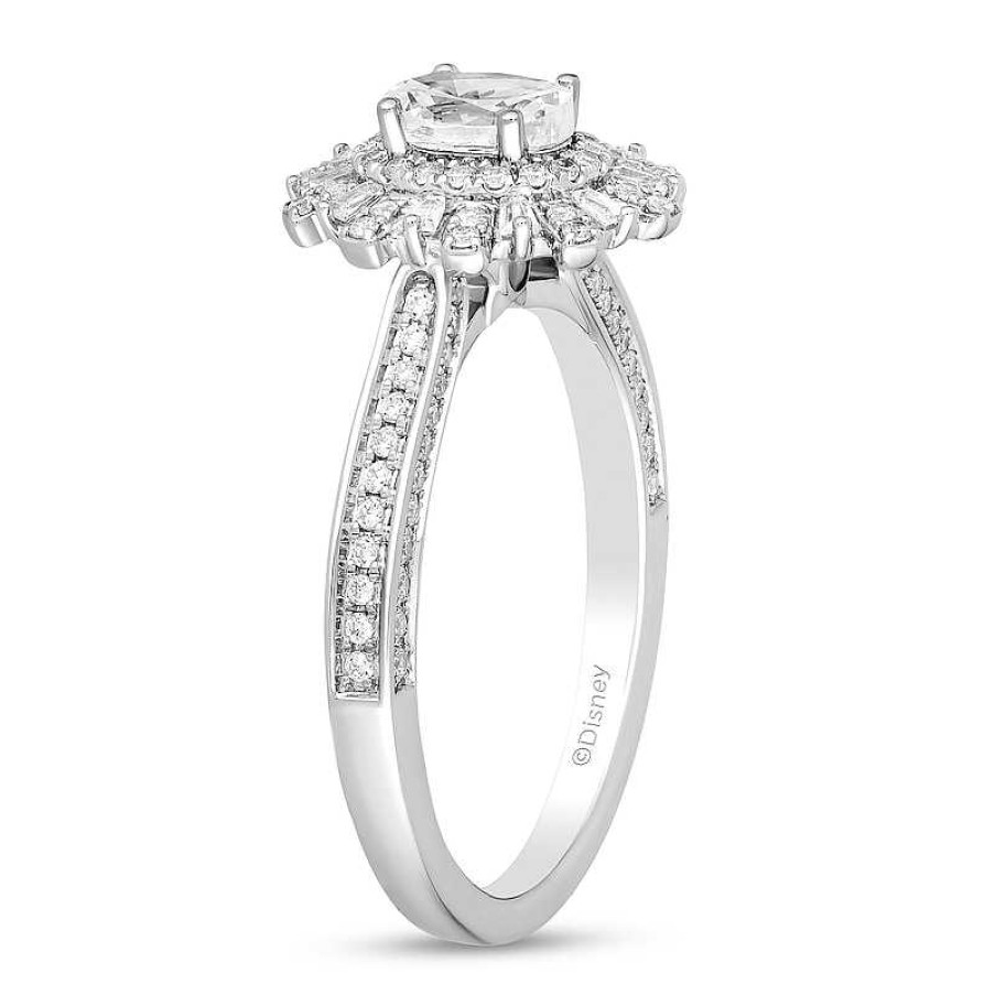 Rings Zales | Enchanted Disney Wish 1 Ct. T.W. Oval Diamond Frame Engagement Ring In 14K White Gold (I/I1)